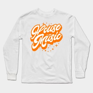 HOUSE MUSIC  - Signature And Stars (white/orange) Long Sleeve T-Shirt